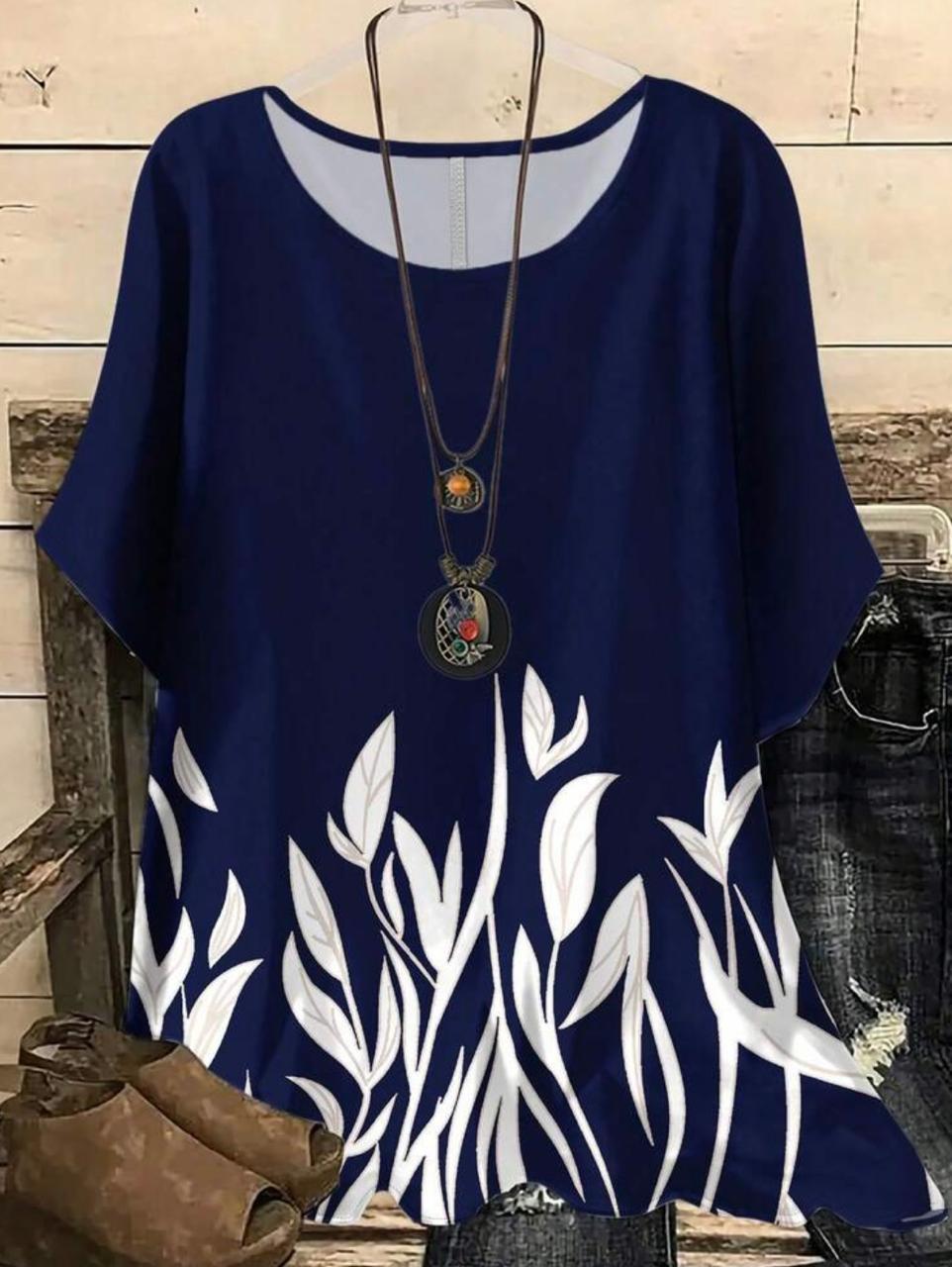 EMERY ROSE Casual Minimalist Leaf Print