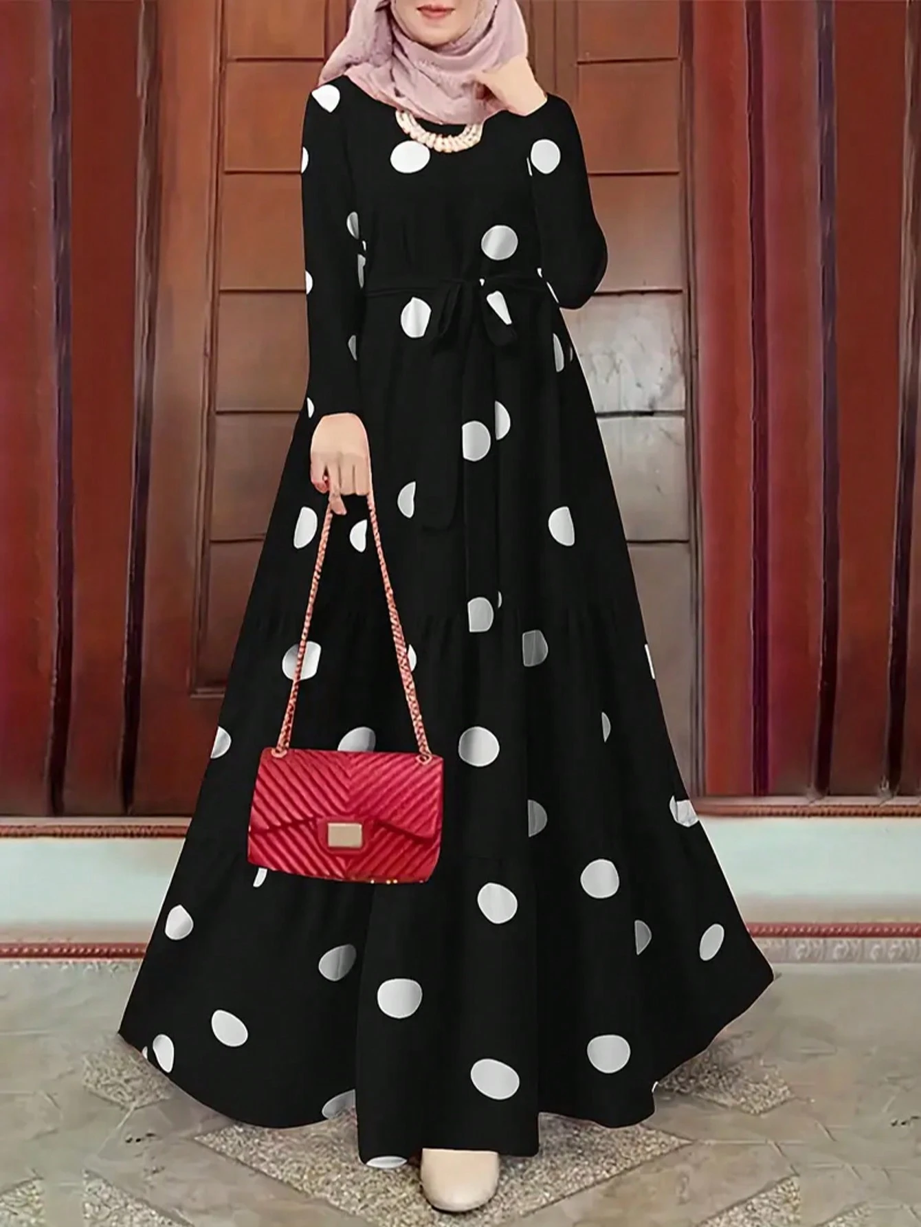 A romantic polka-dot ruffled dress