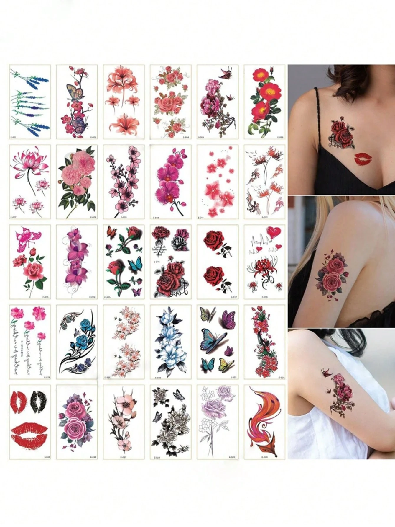 30 pieces of assorted small temporary tattoo stickers