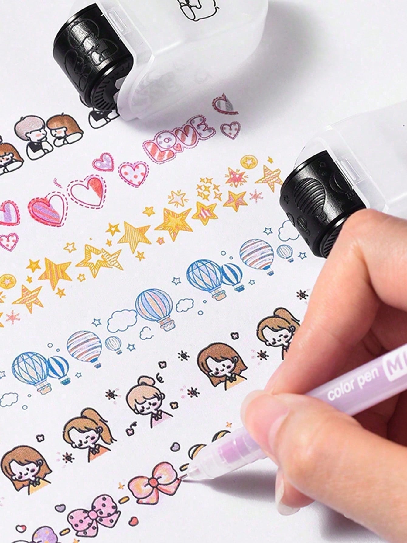 1 piece round cartoon drawing stamp