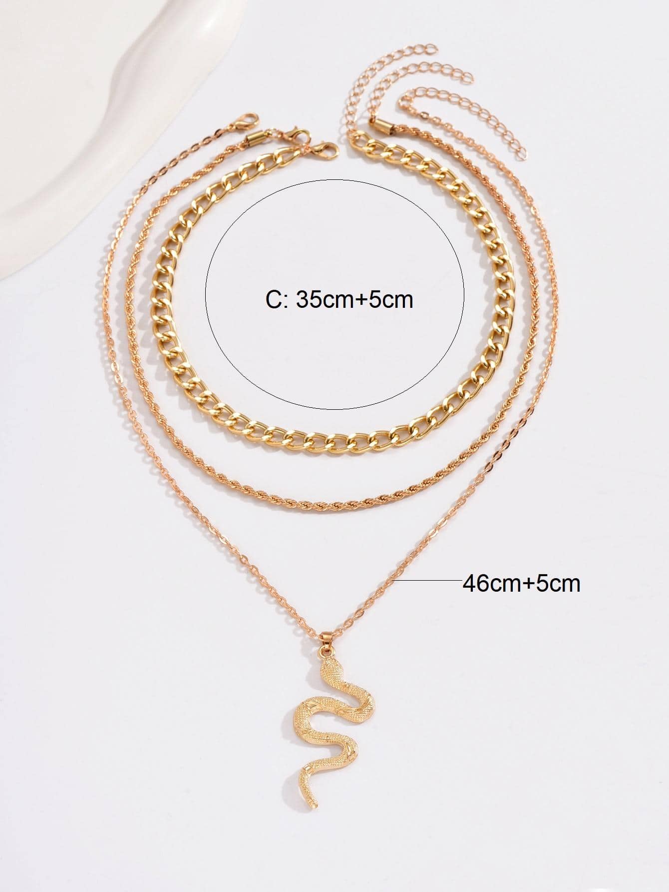 Fashionable snake-themed chain necklace for women, everyday accessory, 3 pieces/set