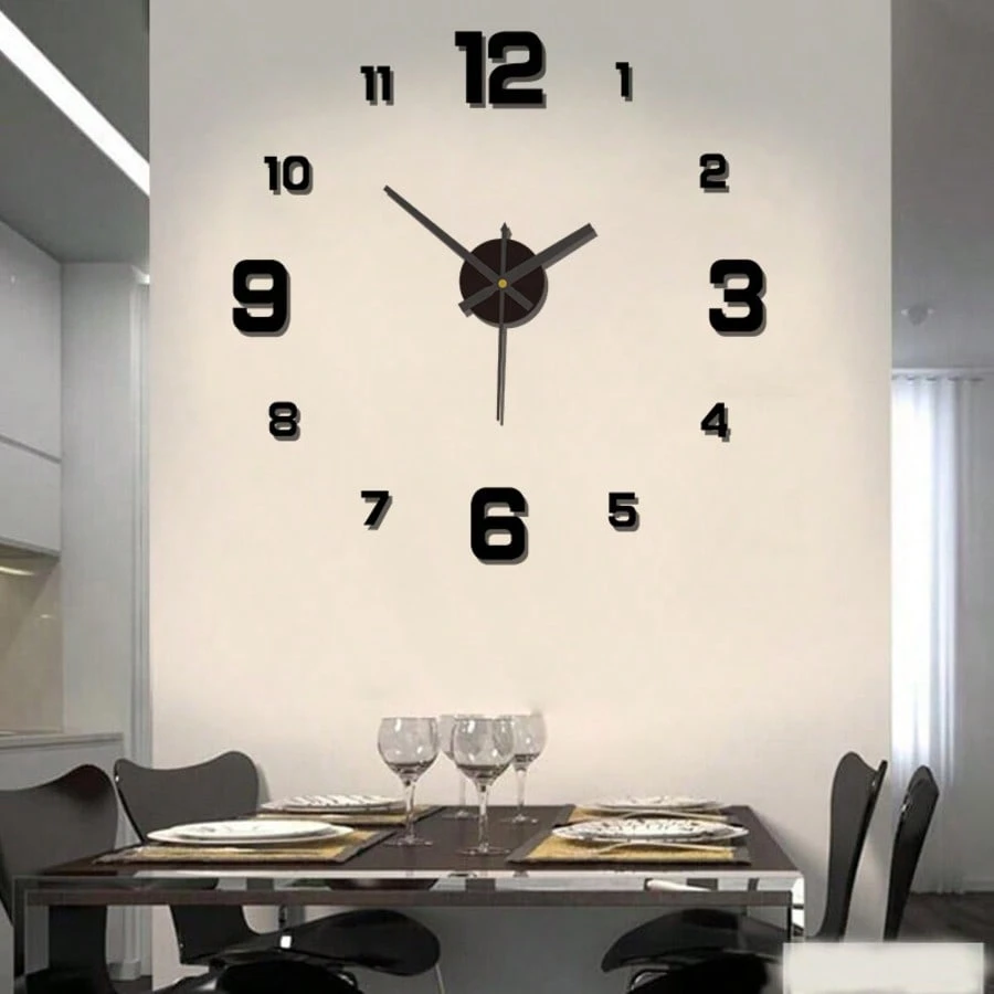 1 DIY Frameless 3D Mirror Wall Clock Set
