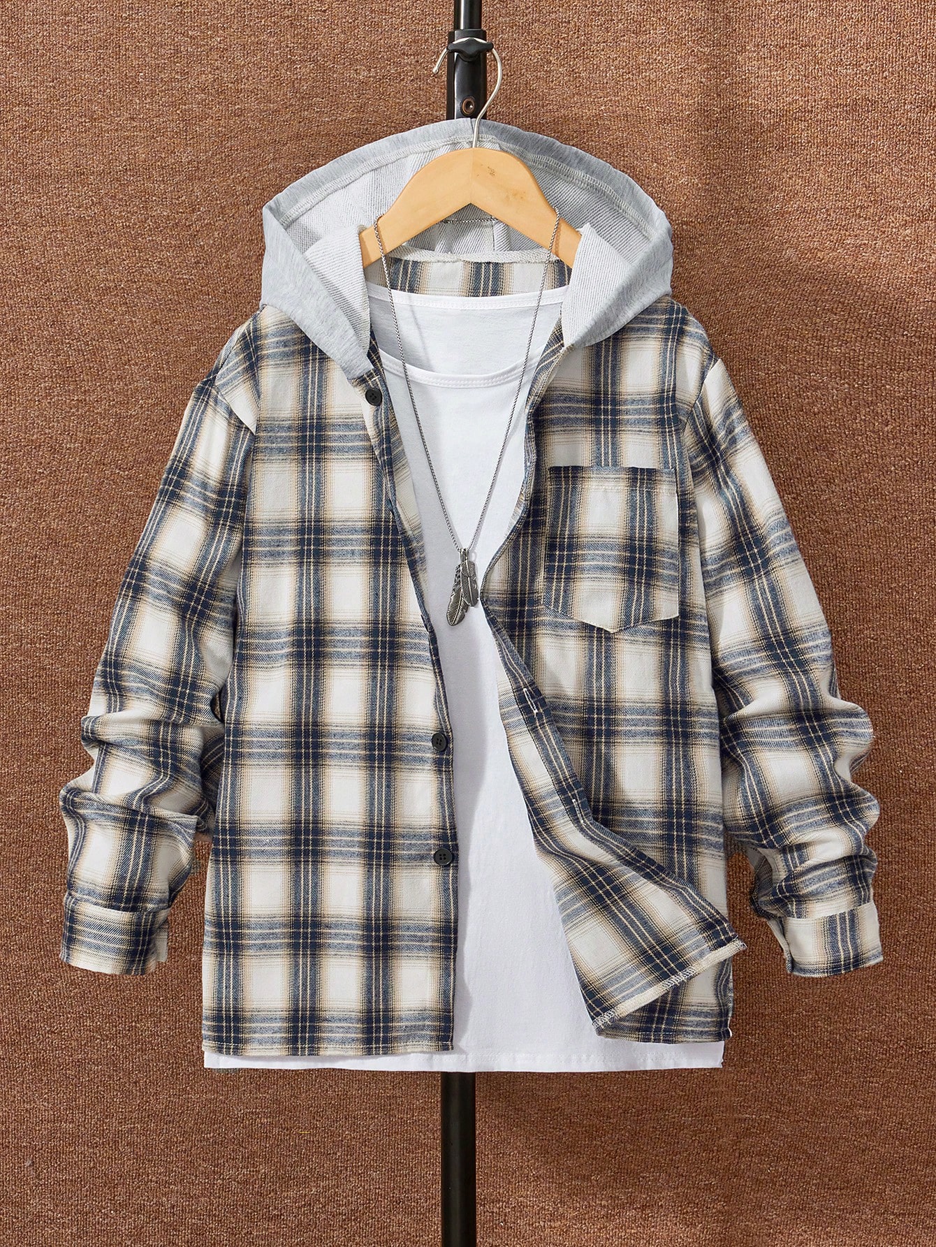 Casual loose square shirt for male teenagers