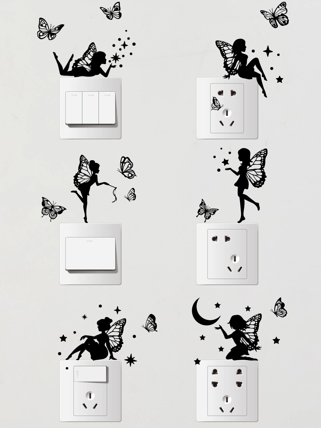 6-piece fairy bat decorative stickers