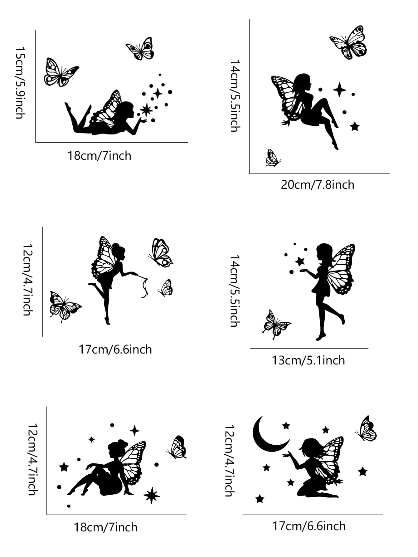 6-piece fairy bat decorative stickers