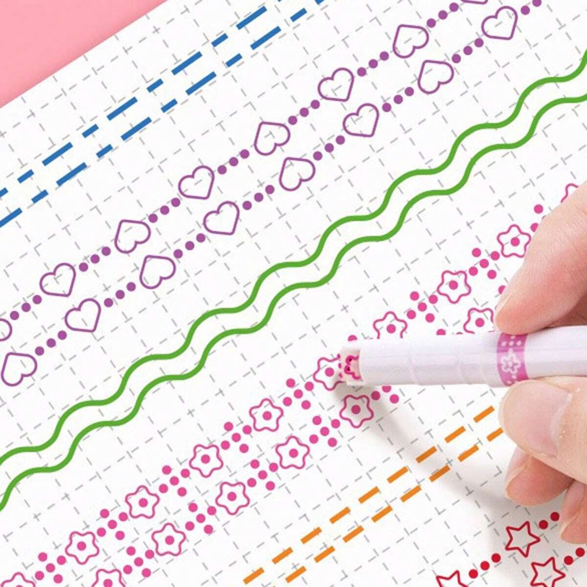 3 double-ended wavy pens