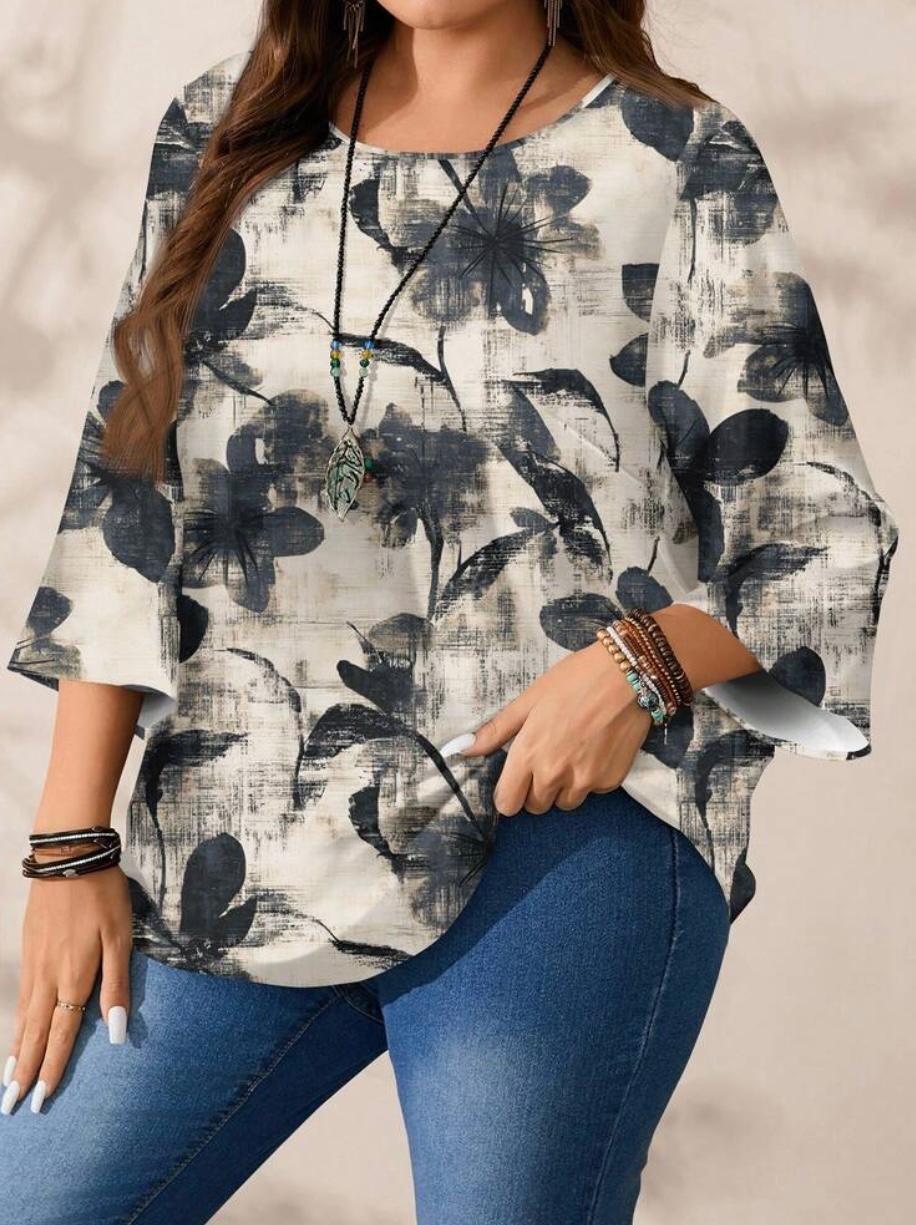 EMERY ROSE Plus Size Floral Print