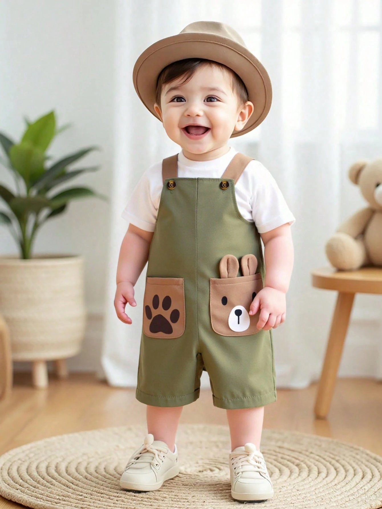 SHEIN Playful Pals Dog Suit with Pocket for Kids Summer
